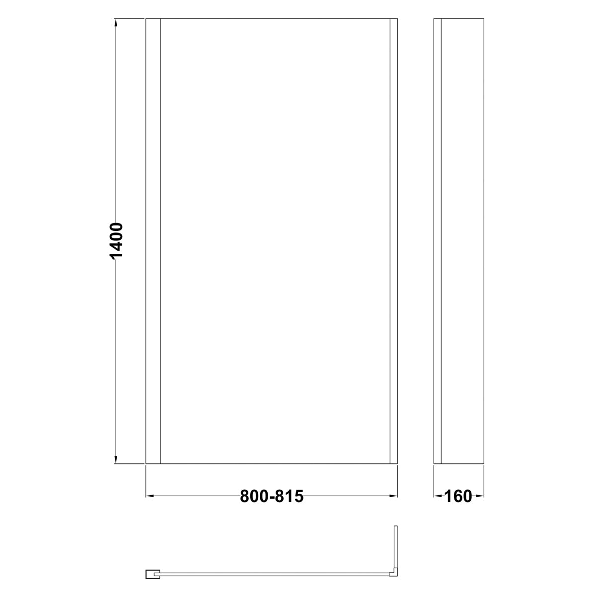 Fairford 6mm Matt Black L Shape Shower Bath Screen with Fixed Return