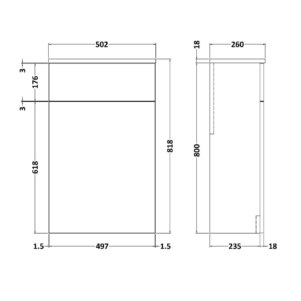 Fairford Aspri 2 500mm Gloss White WC Unit