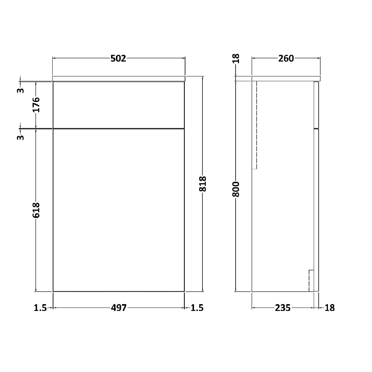 Fairford Aspri 2 500mm Solace Oak WC Unit