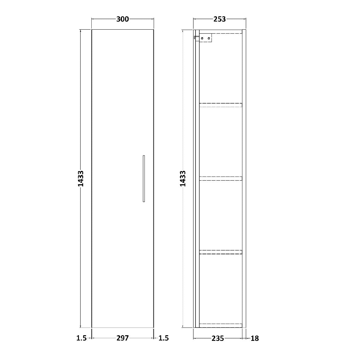 Fairford Aspri 2 300mm Anthracite Tall Unit