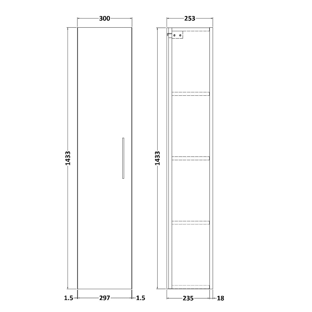 Fairford Aspri 2 300mm Charcoal Black Tall Unit