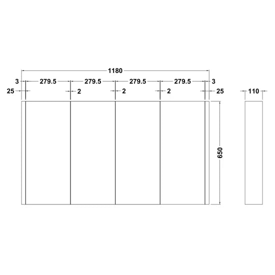 Fairford Ella 650 x 1200mm 4 Door Cabinet