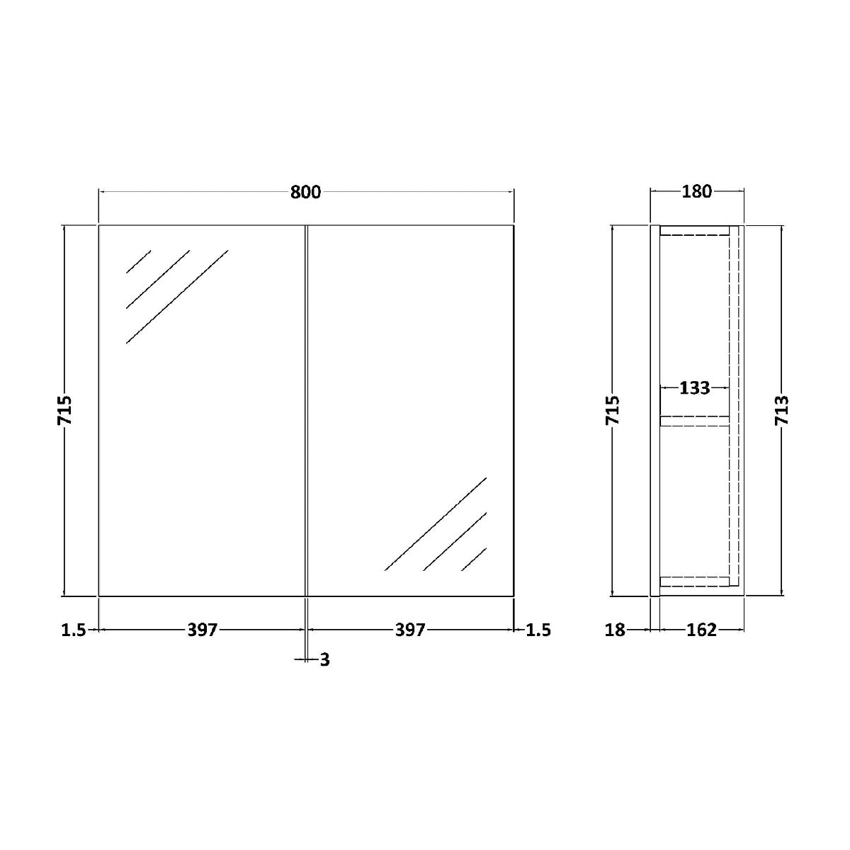 Fairford Aspri 2 600mm Light Gloss Grey Mirror Unit
