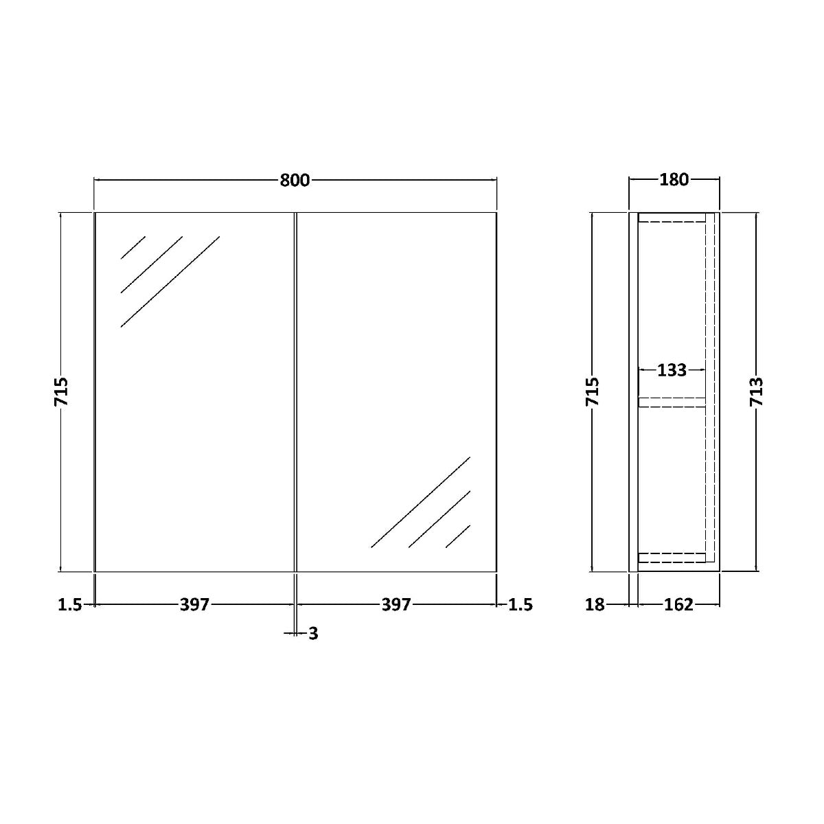 Fairford Aspri 2 600mm Nu Blue Mirror Unit