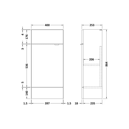 Fairford Union 400mm Bleached Oak Slimline Vanity Unit