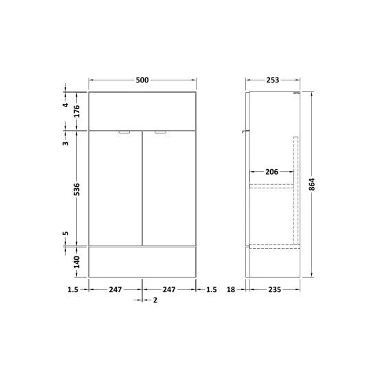 Fairford Union 500mm Bleached Oak Slimline Vanity Unit