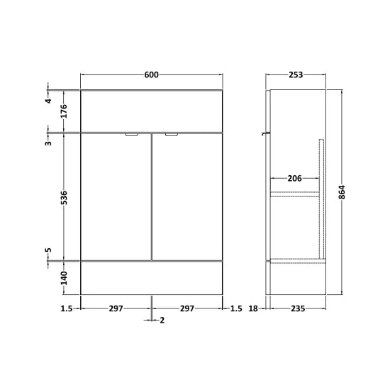 Fairford Union 600mm Bleached Oak Slimline Vanity Unit