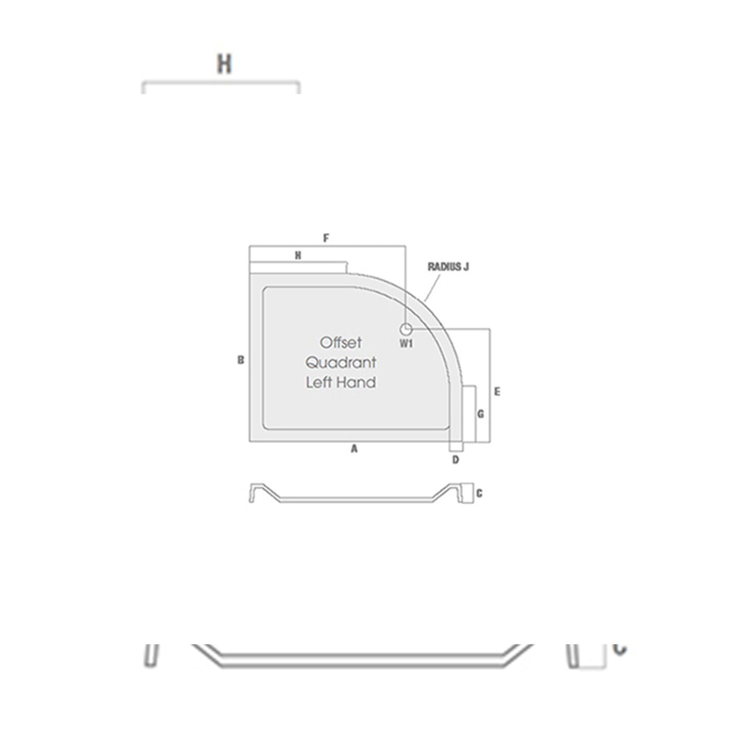 Fairford 900 x 760mm Antislip LH Offset Quadrant Shower Tray
