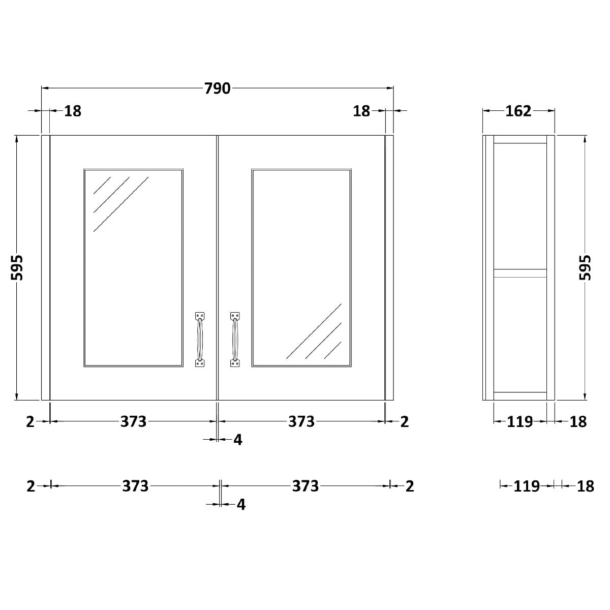 Fairford Leith 800mm White Double Door Mirror Unit