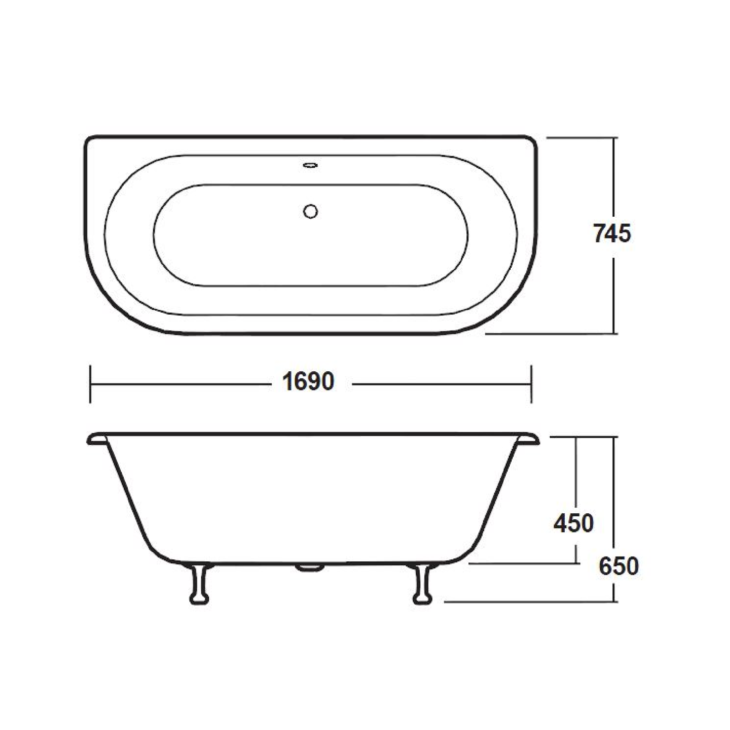 Fairford Warkworth 1700mm Freestanding Baths - Various Feet Options-Corbel Feet