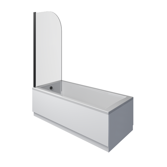 Rivato Florence 1700 x 750mm Bath with Radius Matt Black Screen