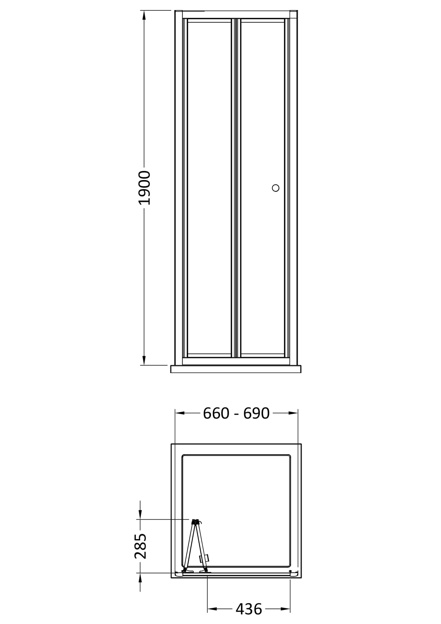 Rivato 6mm Bifold Shower Door-700mm