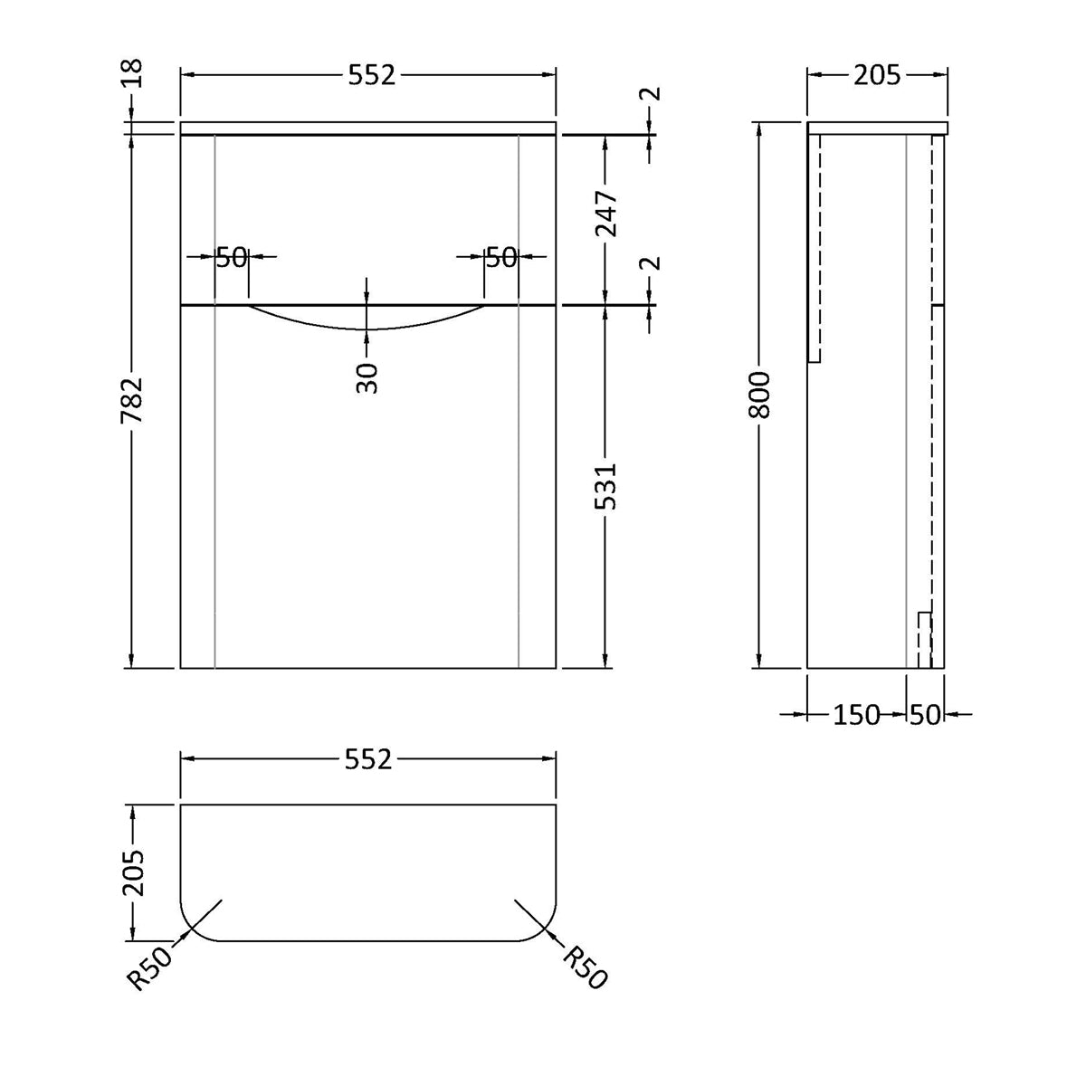 Fairford Eclipse 550mm Satin Blue WC Unit