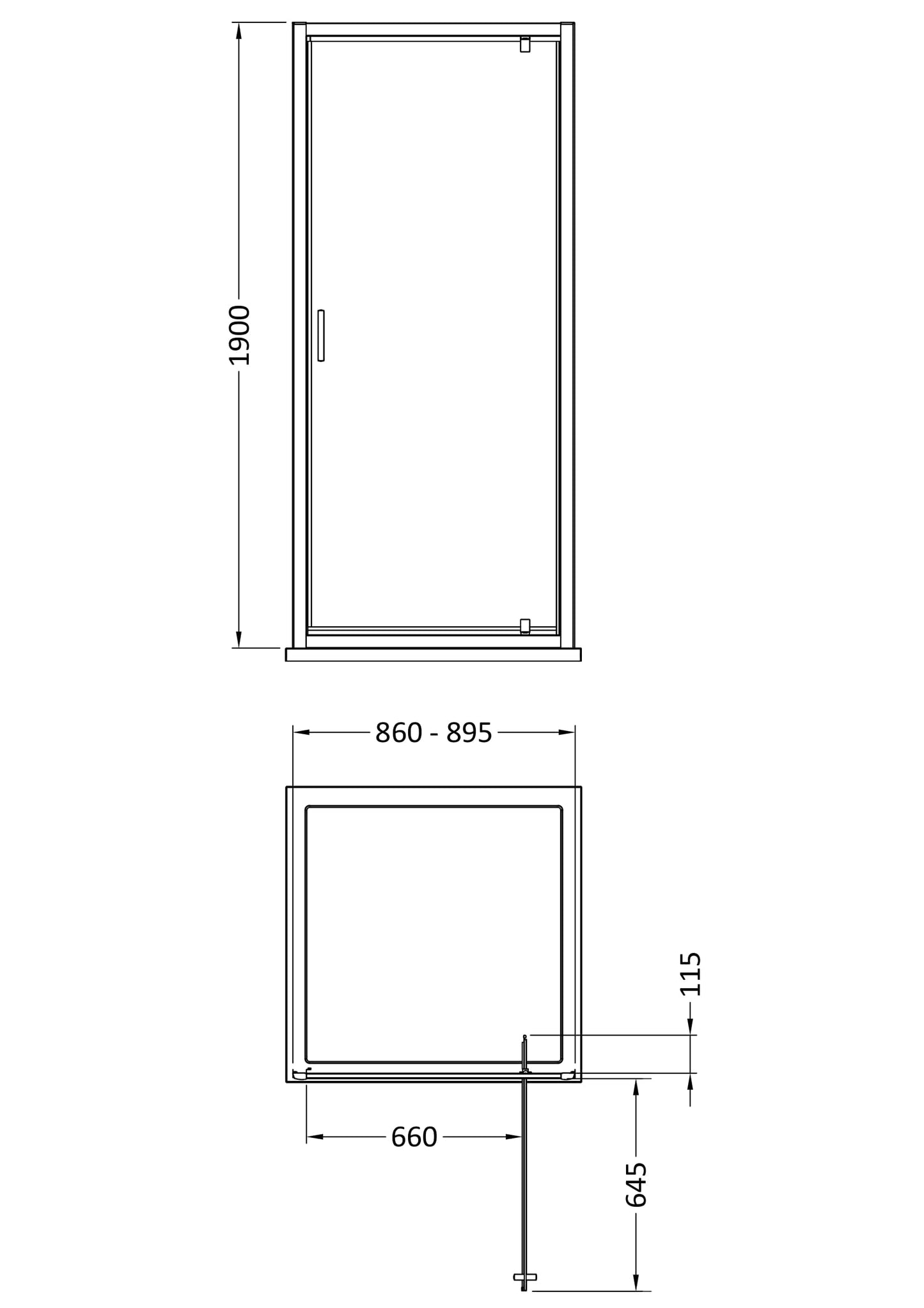 Rivato 6mm Pivot Shower Door-900mm