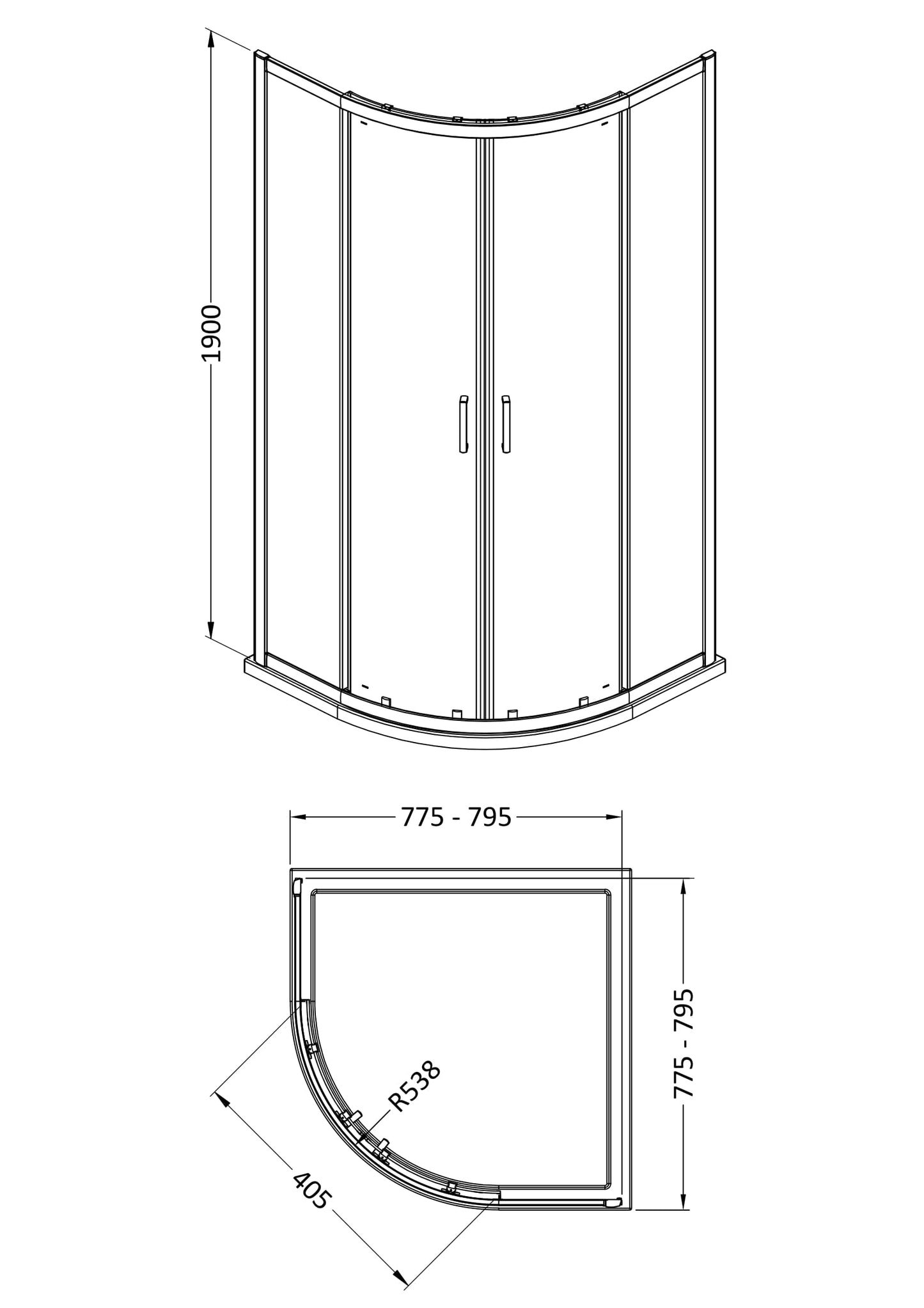 Rivato 6mm Quadrant Shower Enclosure-800mm x 800mm