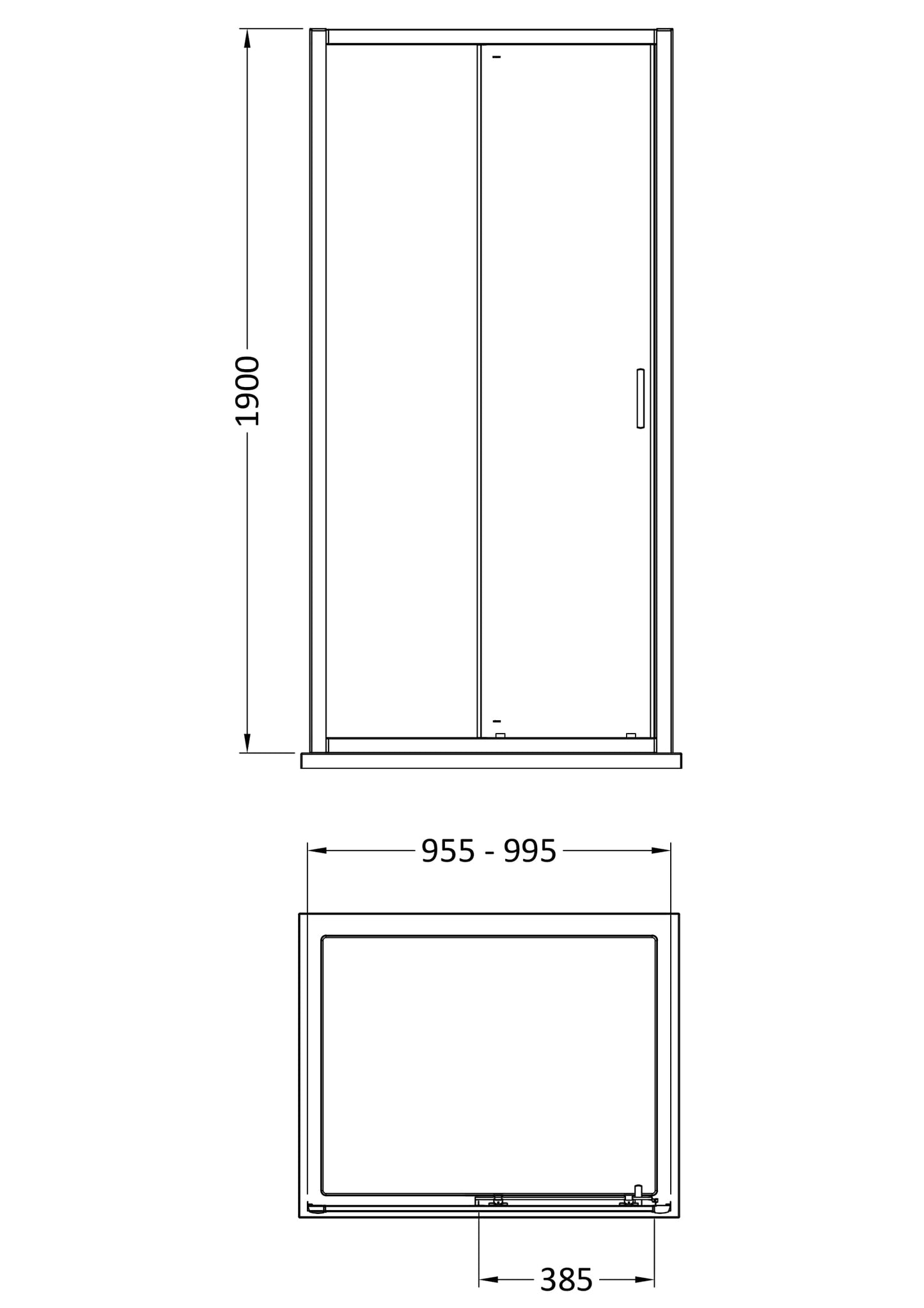 Rivato 6mm Sliding Shower Door-1000mm