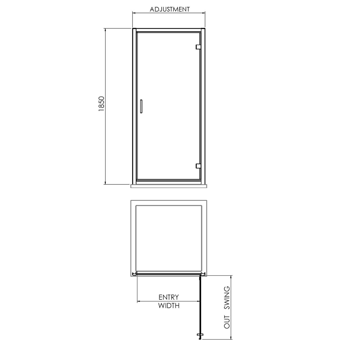 Fairford 6mm Matt Black Hinged Shower Door-700mm