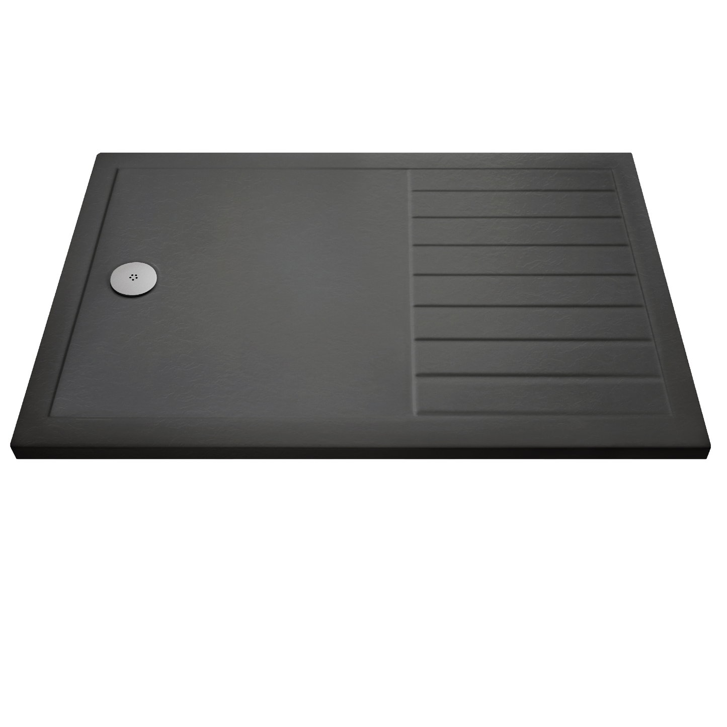 Rivato Slate Grey Walk In Shower Tray, End Waste-1400mm x 800mm