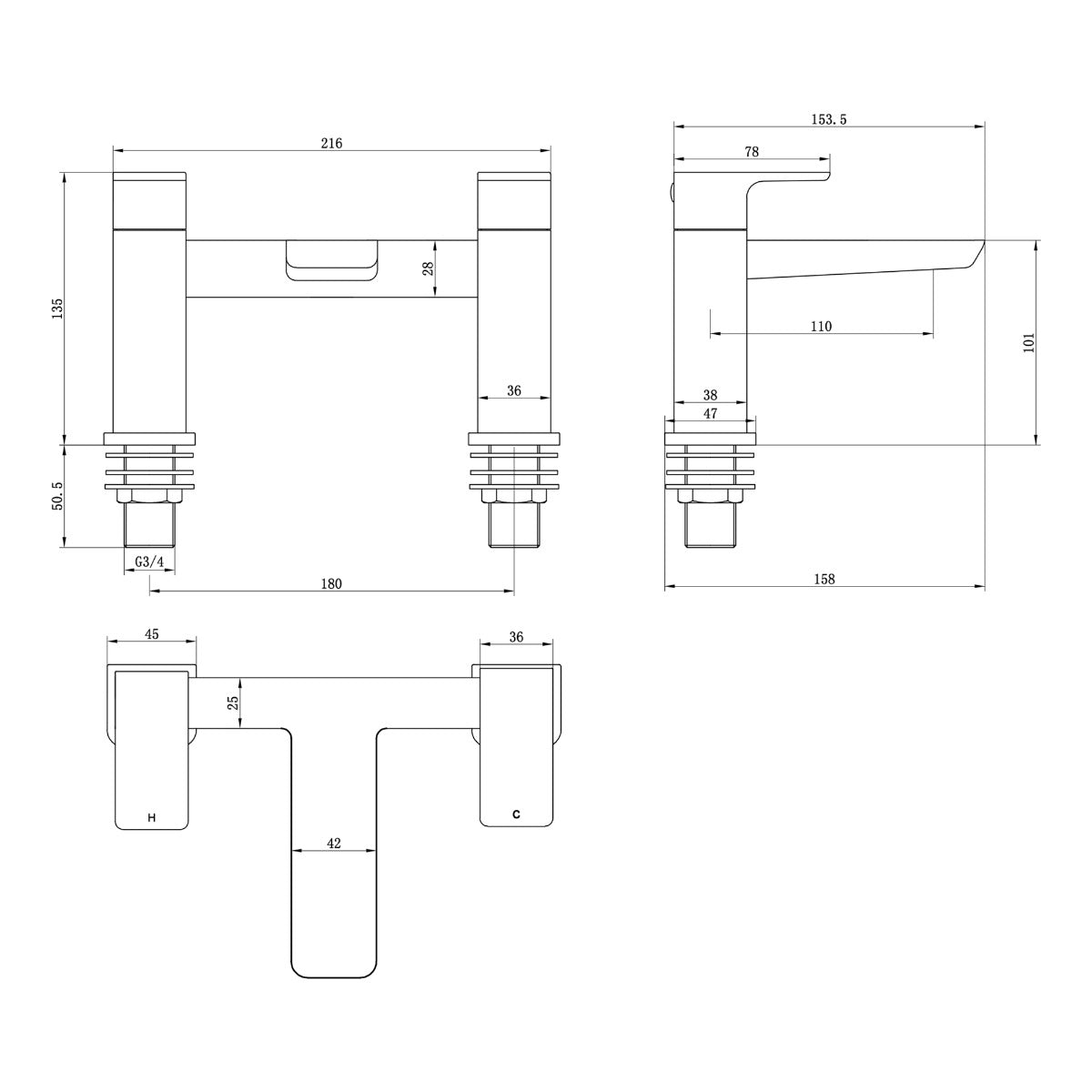 Fairford Una Pro Black Bath Filler