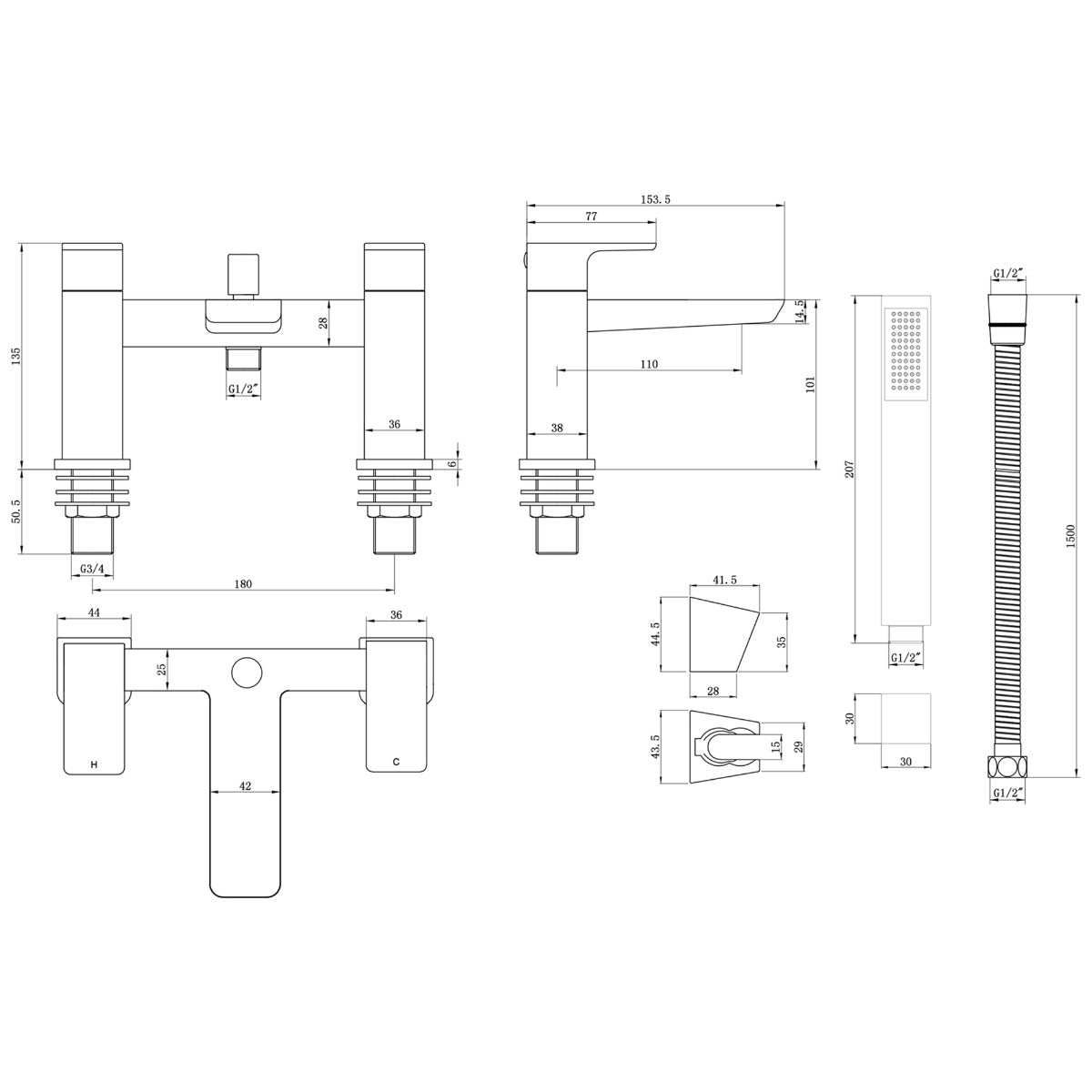 Fairford Una Bath Shower Mixer