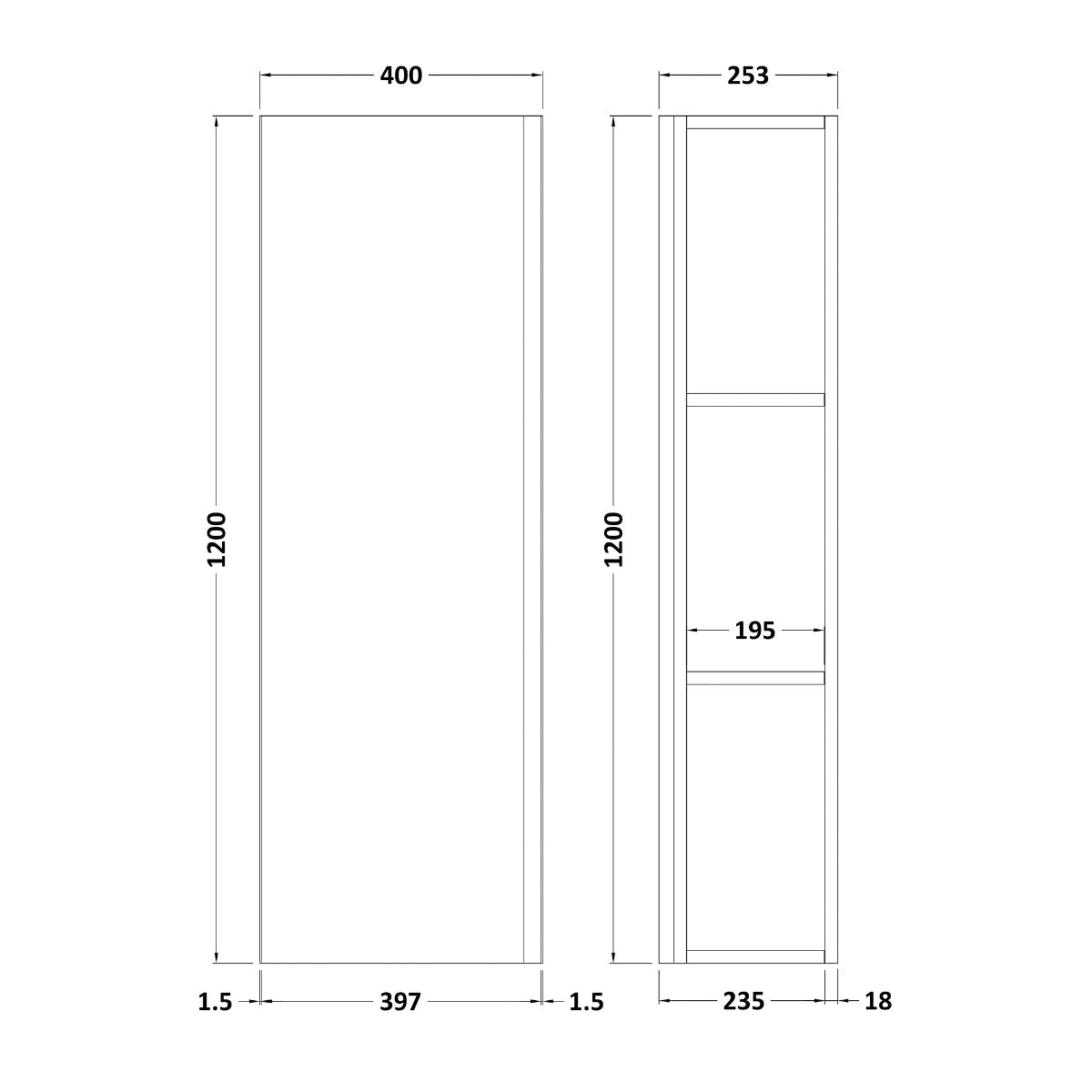 Fairford Finesse 400mm Satin Blue Tall Cupboard