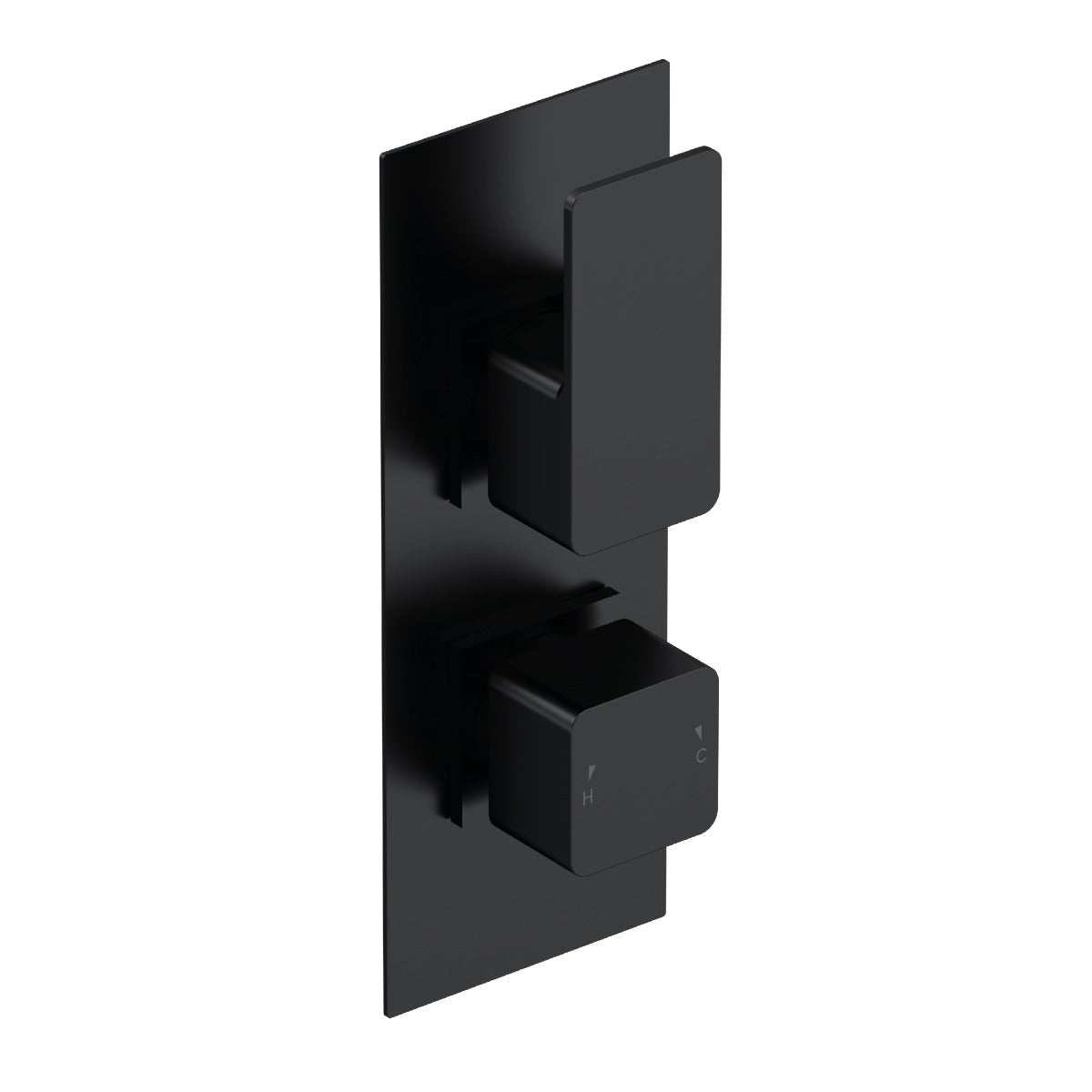 Fairford Una Grace Matt Black Square Concealed Twin Shower Valve, 1 Outlet