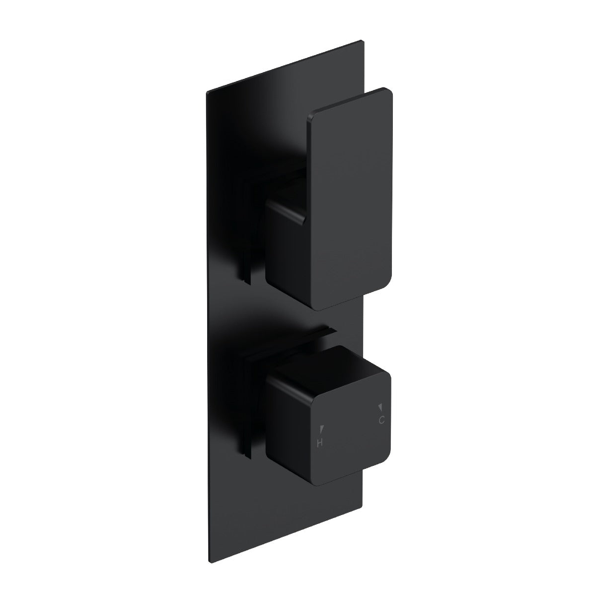 Fairford Una Grace Matt Black Square Concealed Twin Shower Valve with Diverter, 2 Outlet