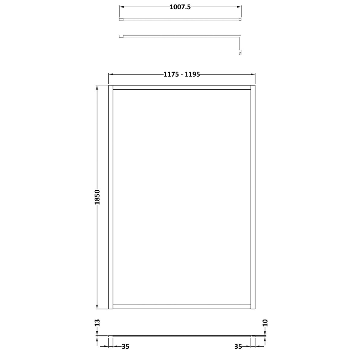 Fairford 1200mm Brushed Brass Fully Framed 8mm Wetroom Screen - 1850mm High