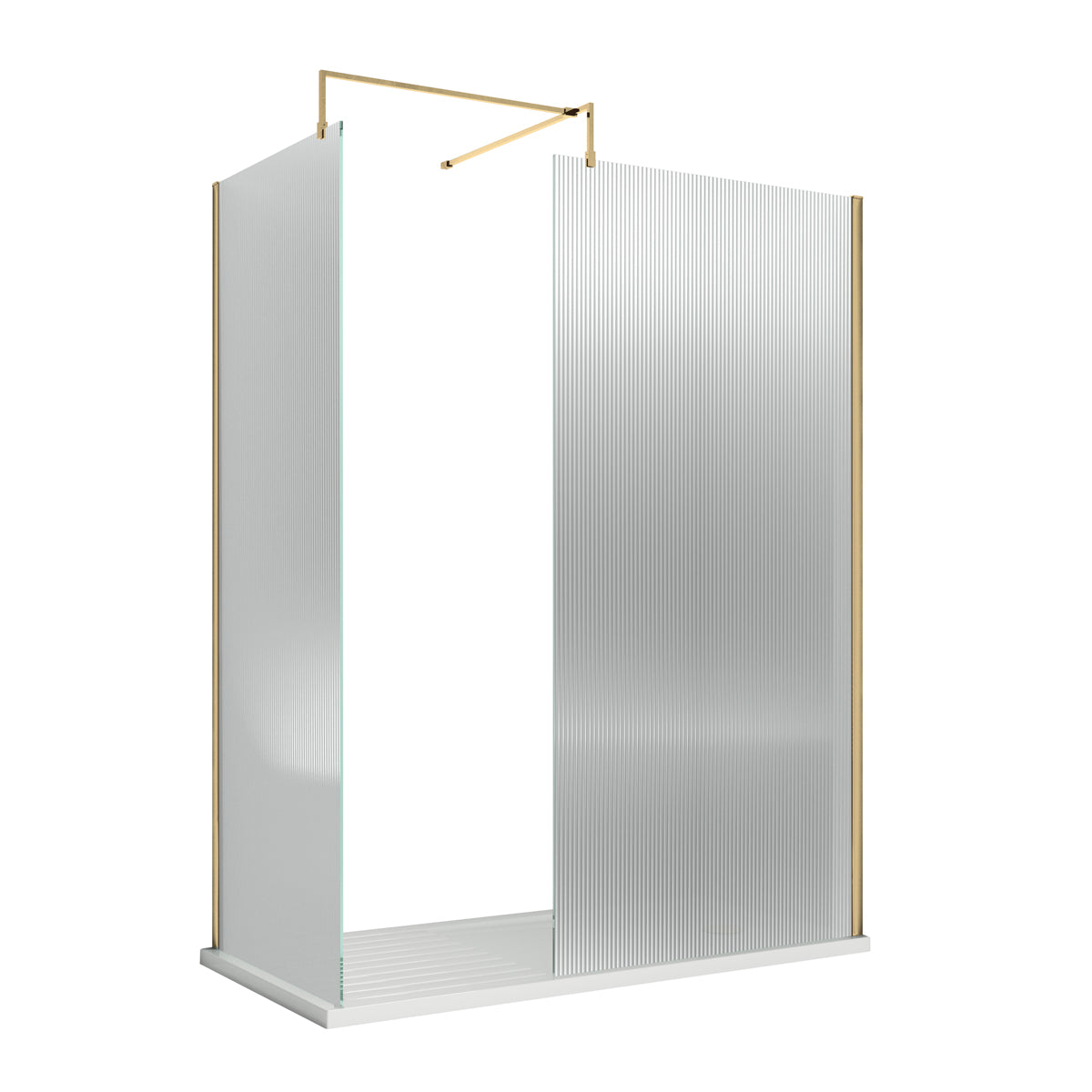 Fairford 900mm Brushed Brass Fluted 8mm Wetroom Screen - 1850mm High