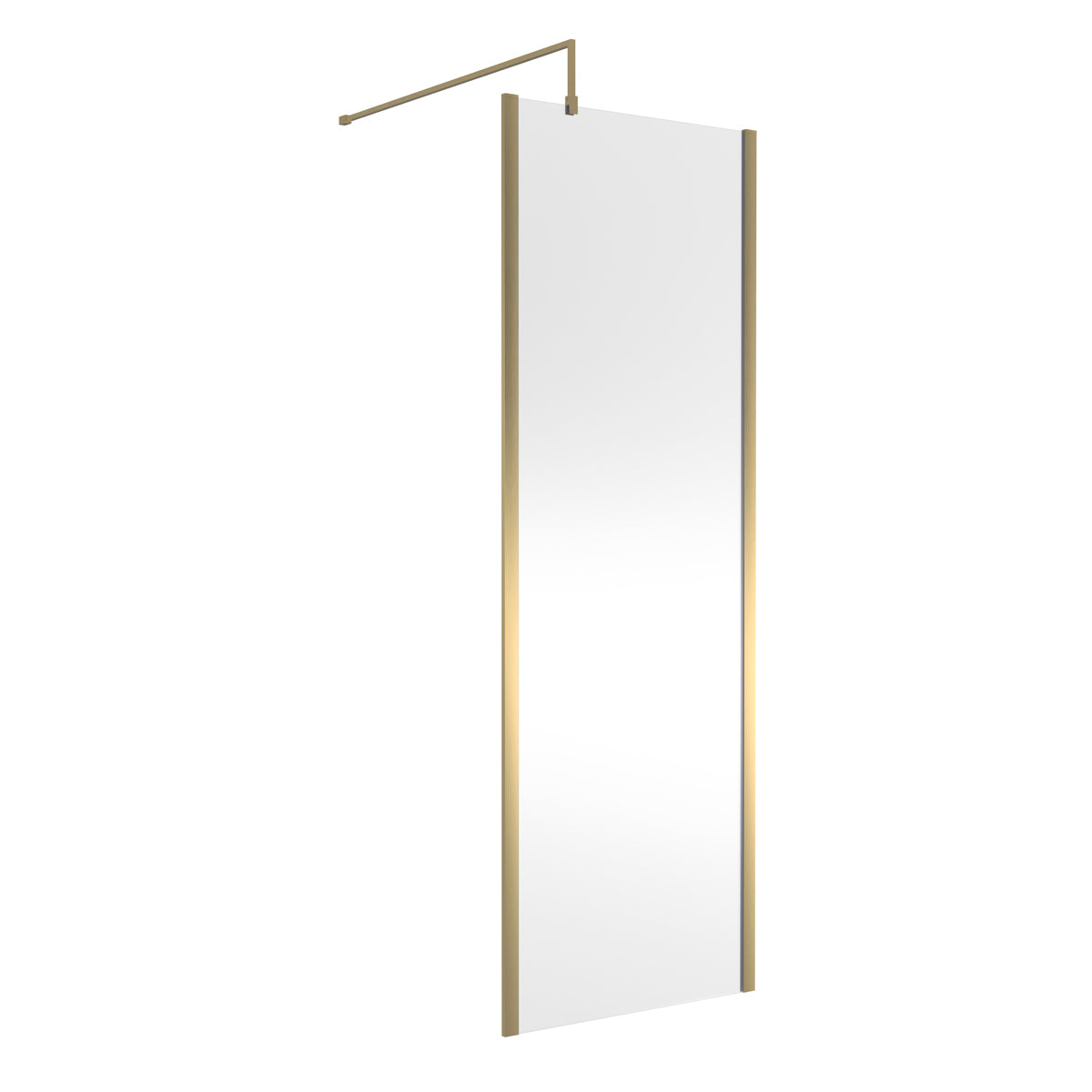 Fairford 700mm Brushed Brass Vertically Framed 8mm Wetroom Screen - 1850mm High