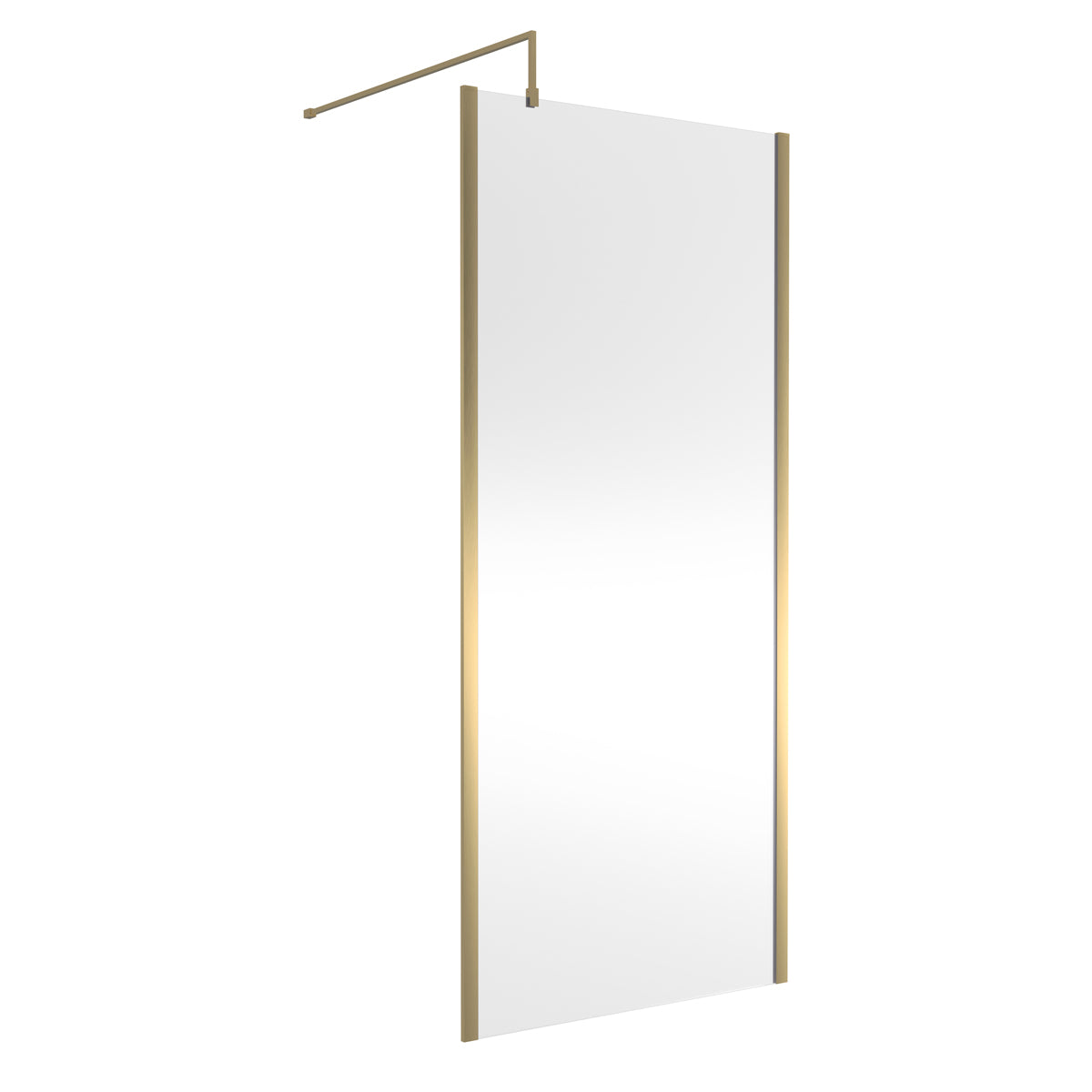 Fairford 900mm Brushed Brass Vertically Framed 8mm Wetroom Screen - 1850mm High