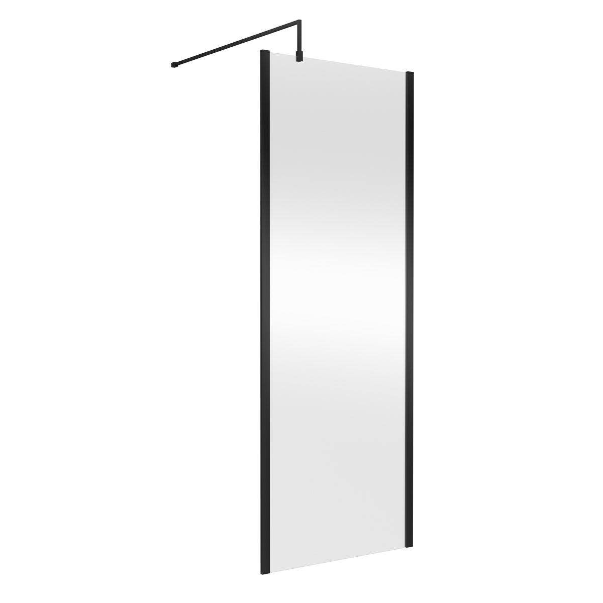 Fairford 760mm Matt Black Vertically Framed 8mm Wetroom Screen - 1850mm High