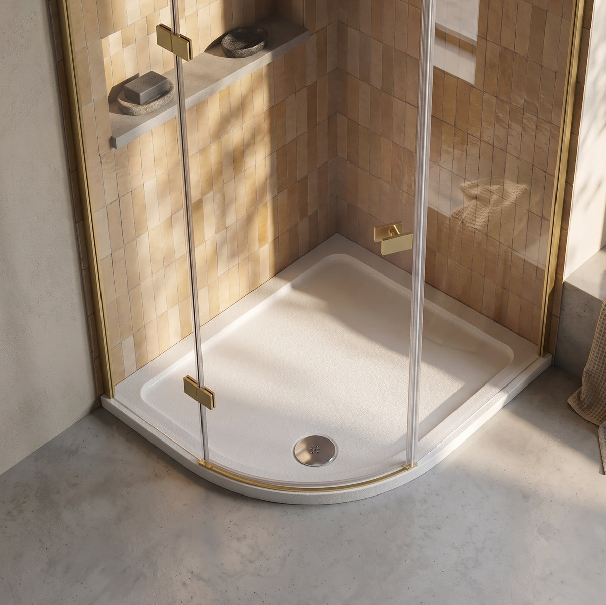 Fairford 1000 x 800mm Antislip LH Offset Quadrant Shower Tray