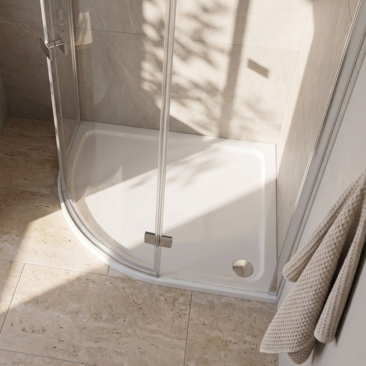 Fairford 1200mm x 800mm Offset Quad, LH Shower Tray, Corner Waste