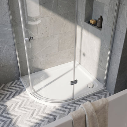 Fairford 1200mm x 900mm Offset Quad, LH Shower Tray, Corner Waste