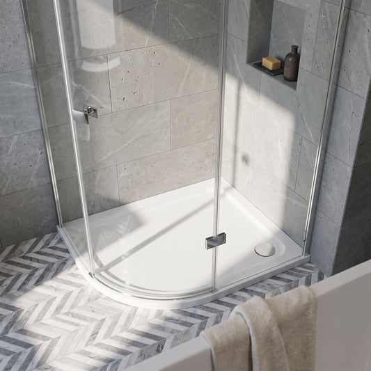 Fairford 1200mm x 900mm Offset Quad, LH Shower Tray, Corner Waste