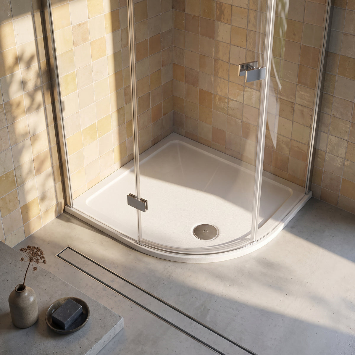 Fairford 1200 x 800mm Antislip RH Offset Quadrant Shower Tray