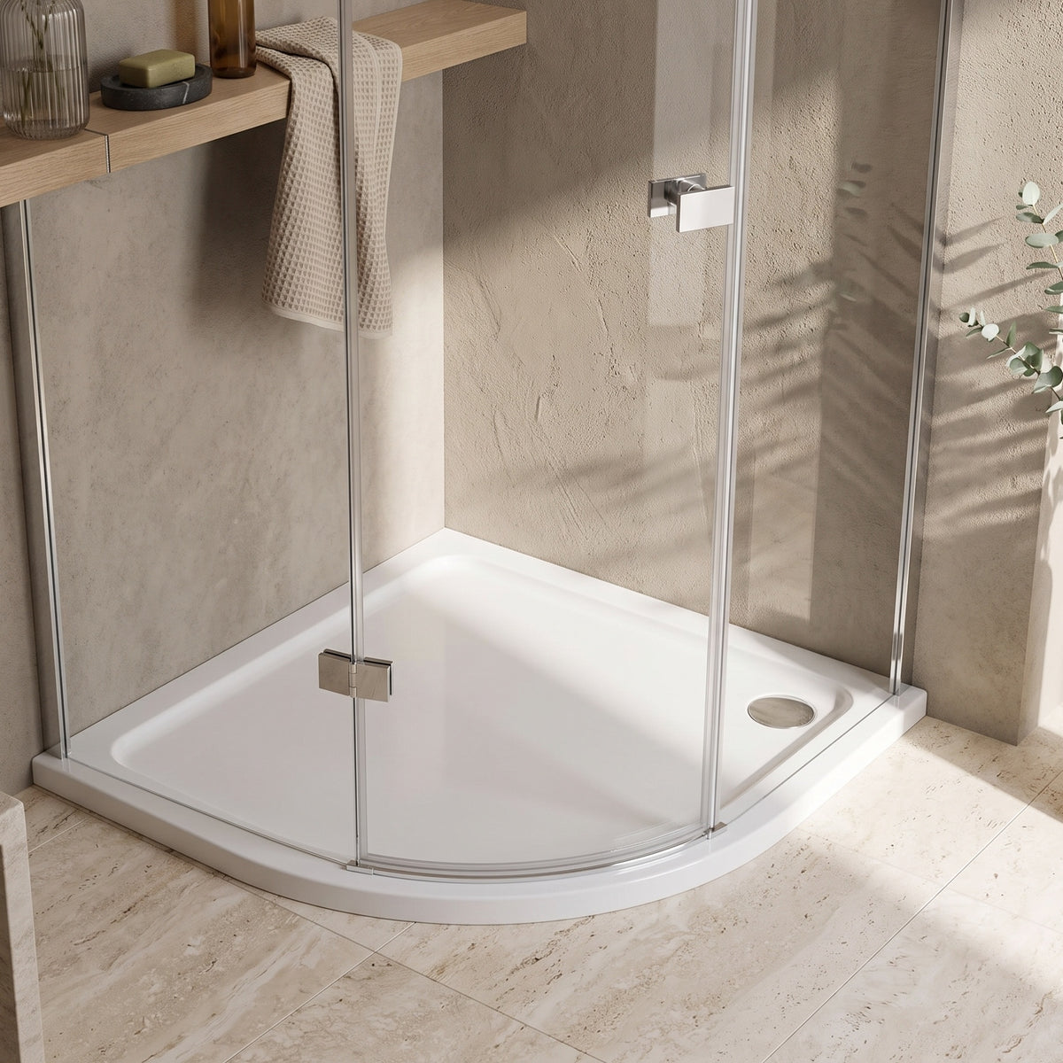 Fairford 1200mm x 800mm Offset Quad, RH Shower Tray, Corner Waste