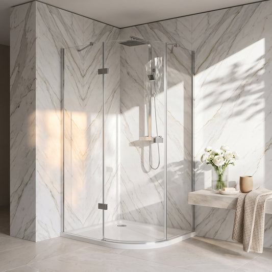 Fairford 8mm Frameless 1200 x 800mm Chrome Offset Quadrant Enclosure