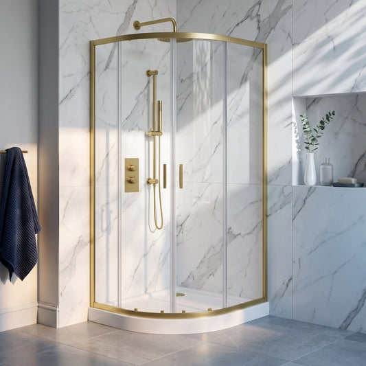 Fairford 6mm 1200 x 800mm Brushed Brass Quadrant Shower Enclosure