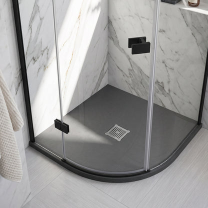 Fairford Quadrant Grey Slate Shower Tray, Center Waste-900mm x 900mm