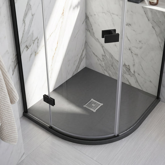 Fairford Quadrant Grey Slate Shower Tray, Center Waste-900mm x 900mm