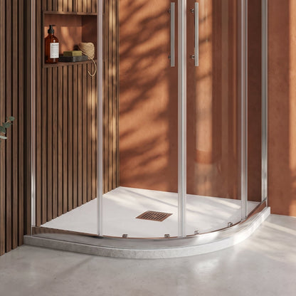 Fairford Quadrant White Slate Shower Tray, Center Waste-800mm x 800mm