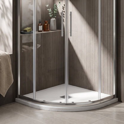 Fairford Quadrant White Slate Shower Tray, Center Waste-800mm x 800mm