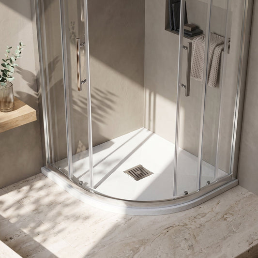 Fairford Quadrant White Slate Shower Tray, Center Waste-800mm x 800mm