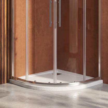 Fairford Quadrant White Slate Shower Tray, Center Waste-900mm x 900mm