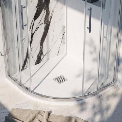 Fairford Quadrant White Slate Shower Tray, Center Waste-900mm x 900mm
