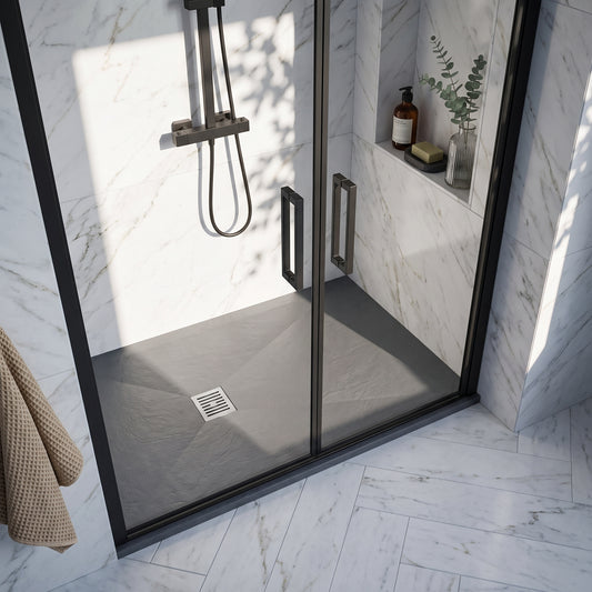 Fairford Rectangular Grey Slate Shower Tray, Center Waste-1700mm x 800mm