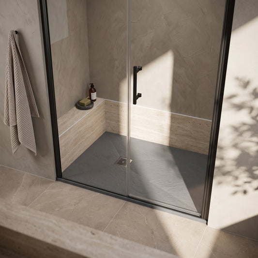 Fairford Rectangular Grey Slate Shower Tray, Center Waste-1400mm x 900mm