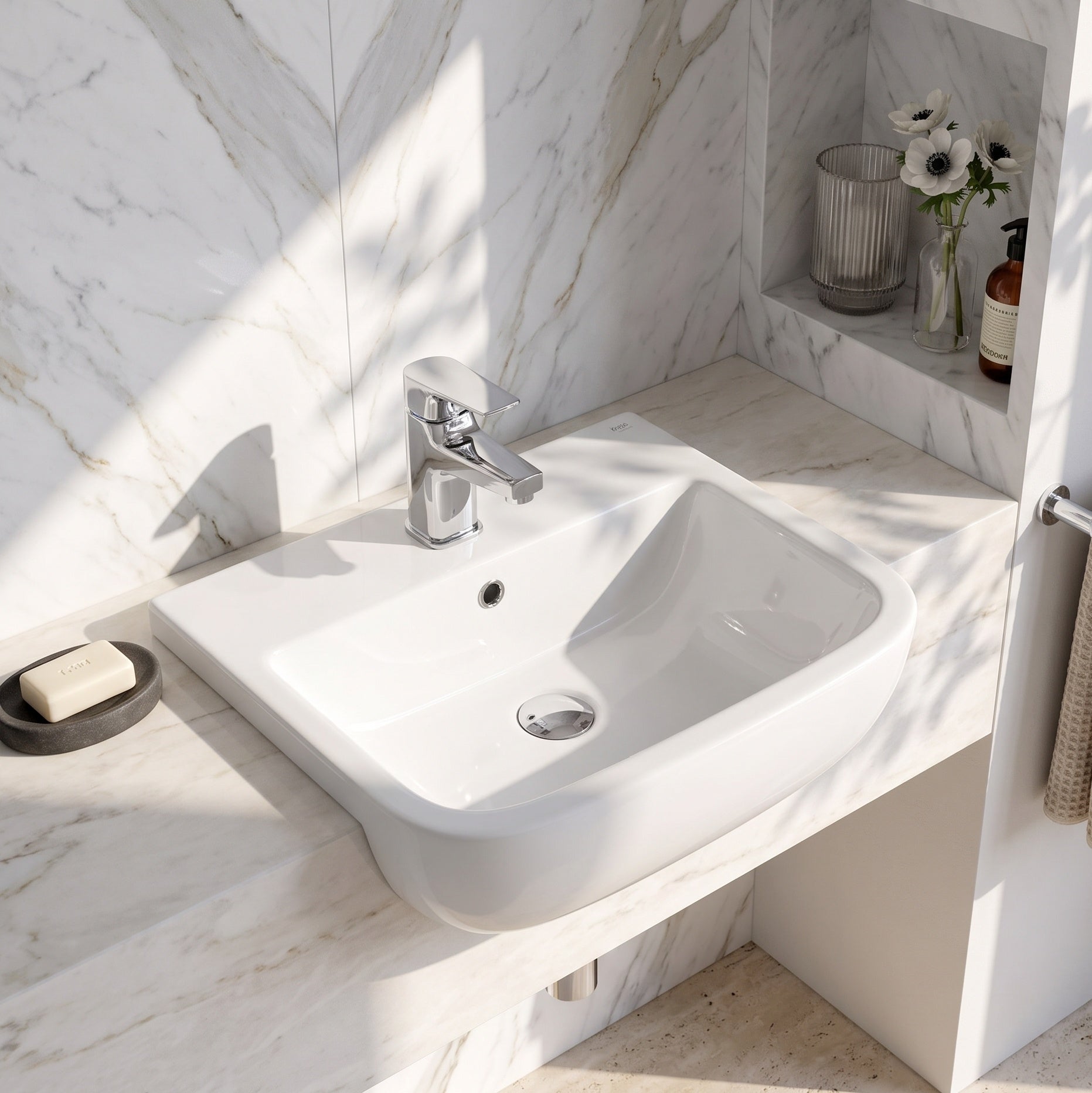 Fairford Fawn 500mm 1TH Semi Recessed Basin
